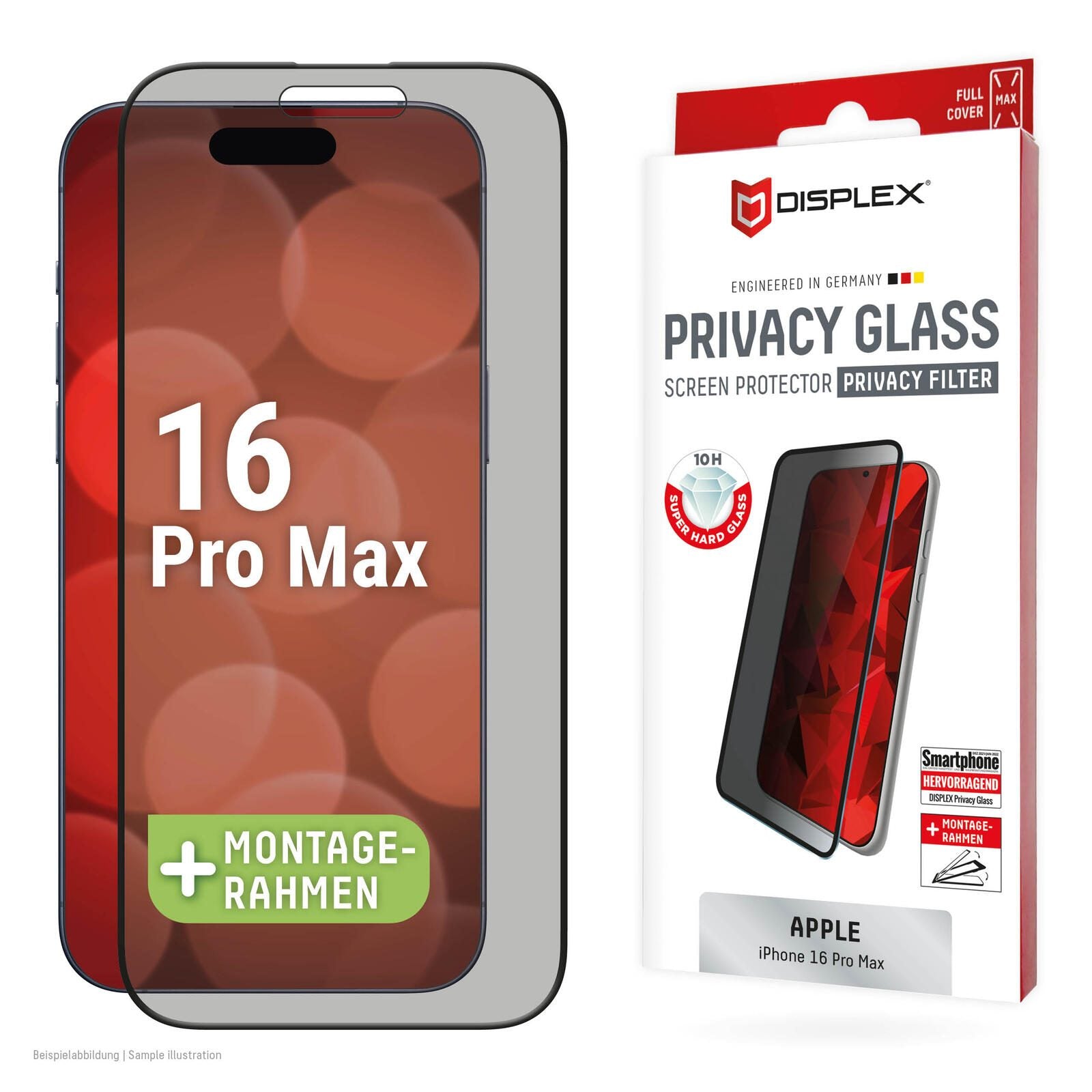 DISPLEX Privacy Full Cover Panzerglas (10H) für Apple iPhone 16 Pro Max DISPLEX Privacy Full Cover Panzerglas (10H) für Apple iPhone 16 Pro Max